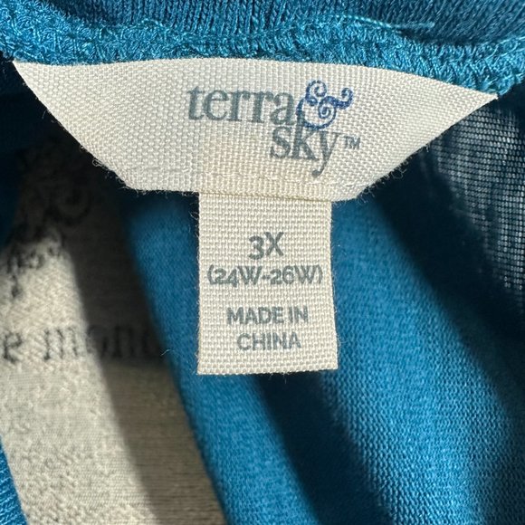 Terra & Sky Women's Size 3X  Slub Sharkbite Tunic Length Cowlneck Knit Top NWT - Picture 7 of 9